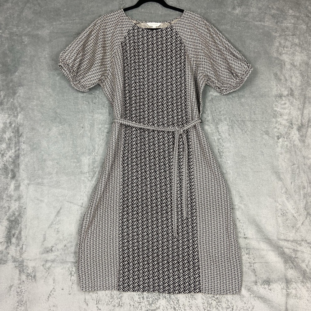 Garnet Hill Black and White Geometric Midi Dress